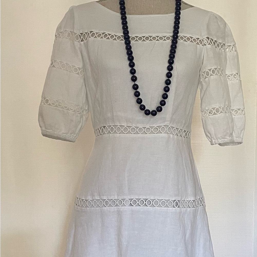 Ann Taylor White Midi Dress with Eyelet Details